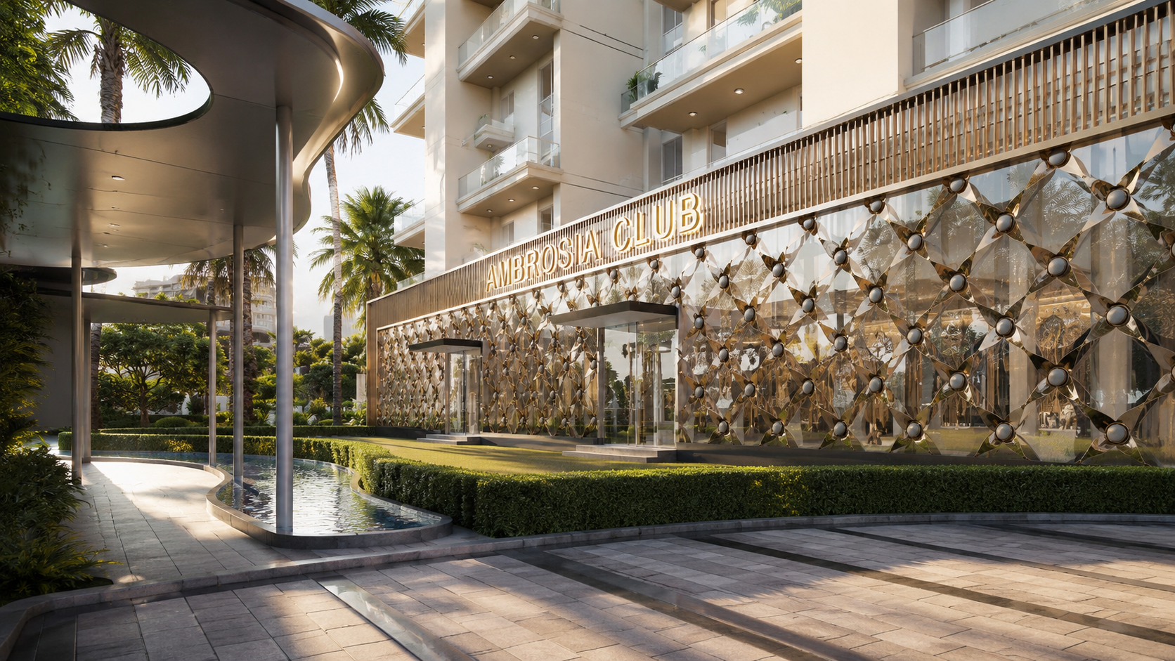 Ambrosia Sector 70 Gurgaon luxury clubhouse entrance with grand facade design